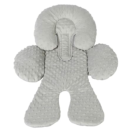 Pro Goleem Infant Car Seat Head Neck Body Support Ultra-Soft Minky and Satin Newborn Car Seat Insert, Perfect for Car Seat, Stroller, 2-in-1 Reversible, for Boys and Girls, Gray