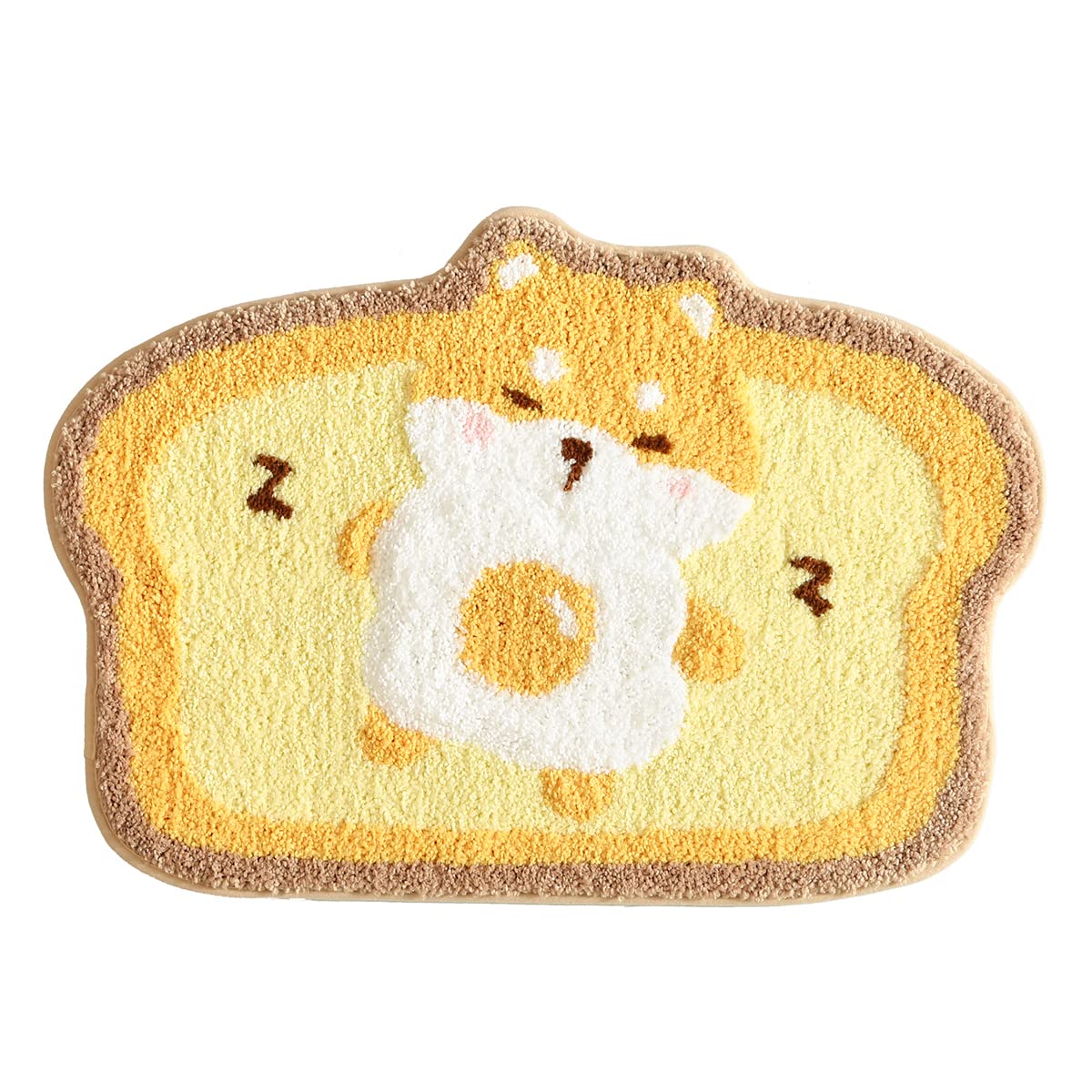 Cute Bath Rug, Animal Area Rug, Super Soft Toast Mat Thick Plush Foot Mat Water Absorption Anti Slip Rug for Bathroom and Bedroom, 19.6 x 31.5 Inches, Korgi
