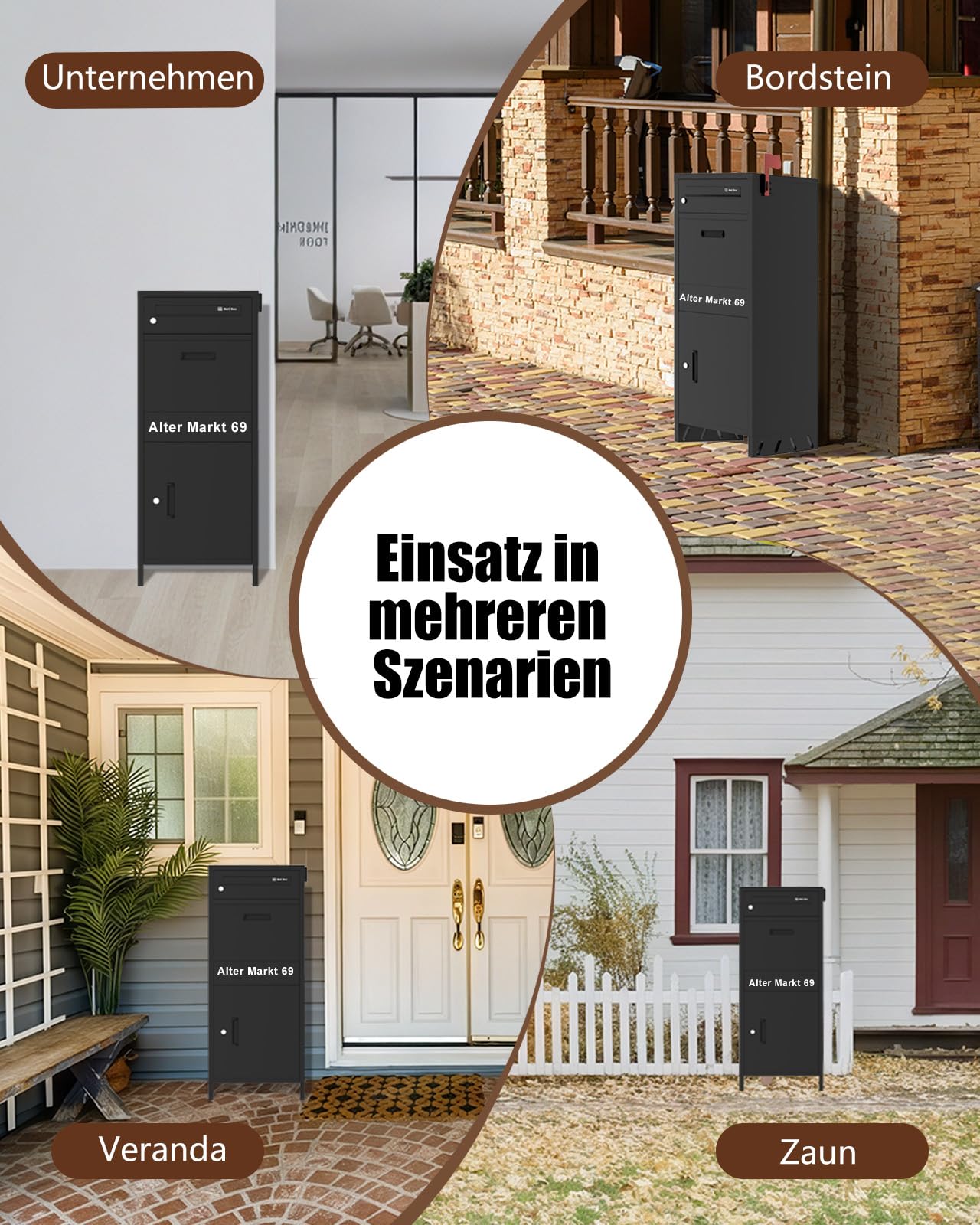 Paketbox Draussen Groß XXLh|Witterungsbeständig Großer Briefkasten mit Paketfach|Personalisierbare Adressaufkleber|Geeignet für Wohnungen, Häuser, Büros und(37 * 46 * 107.5 cm)