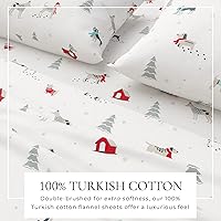 Vista 112 de Great Bay Home Christmas Flannel Sheet Set Full Size - 100% Turkish Cotton, Double-Brushed, Winter Bed Sheets - Ultra-Soft, Cozy, 4-Piece Holiday