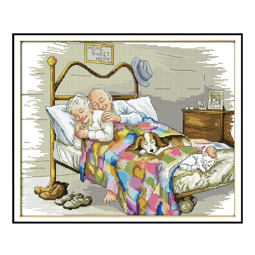 Old Married Couple DIY Stamped Cross Stitch Kit Without Frame 14Ct 44X36CmCrafts|Needlecrafts & Yarn|Embroidery & Cross Stitch|Hand Embroidery Kits|Cross Stitch Kits-picture-25