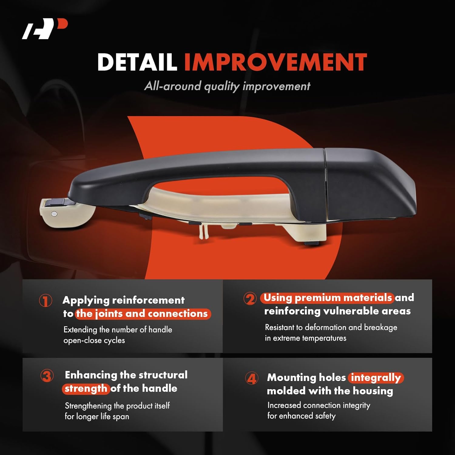 A-Premium Rear Left Driver Side Exterior Door Handle Compatible with Kia Sedona 2006-2012/2014 & Hyundai Entourage 2007-2008, Primed Black