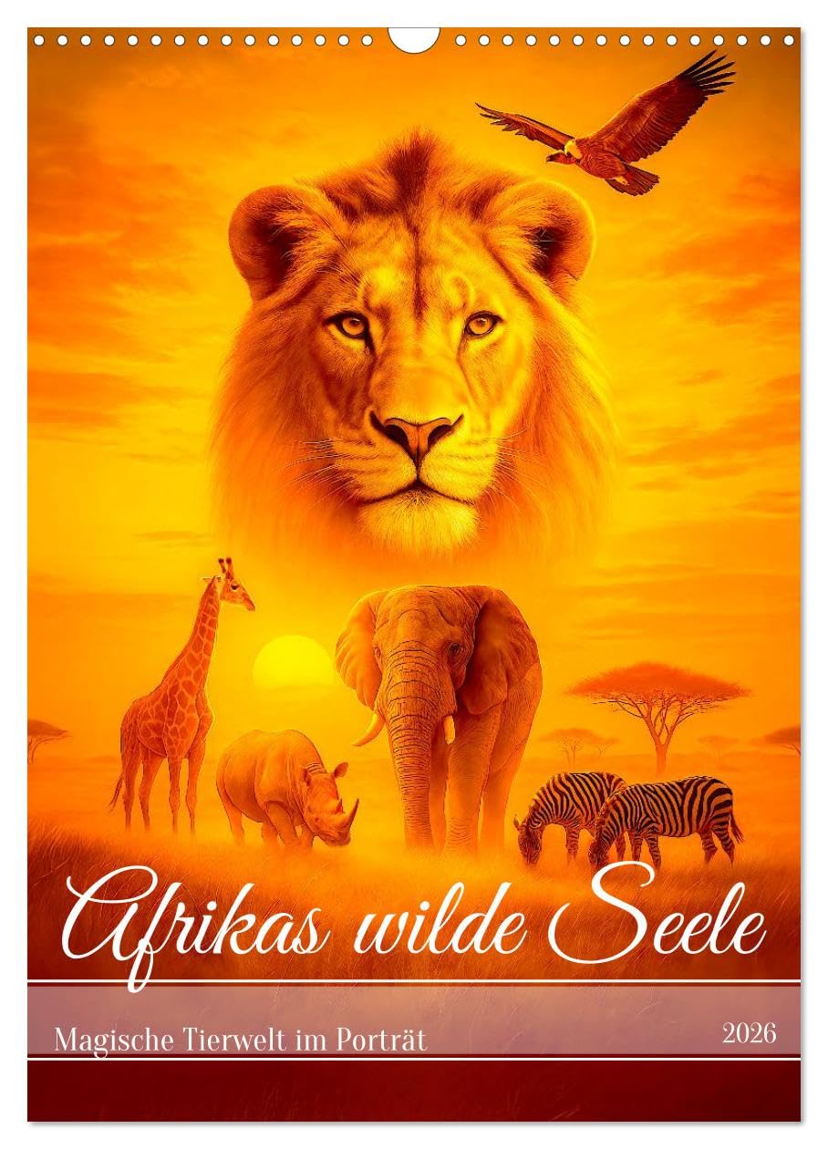 Africa's wild soul - a portrait of the magical animal world UK-Version (Wall Calendar 2026 DIN A3 Portrait), CALVENDO 12 Month Wall Calendar โ image 1