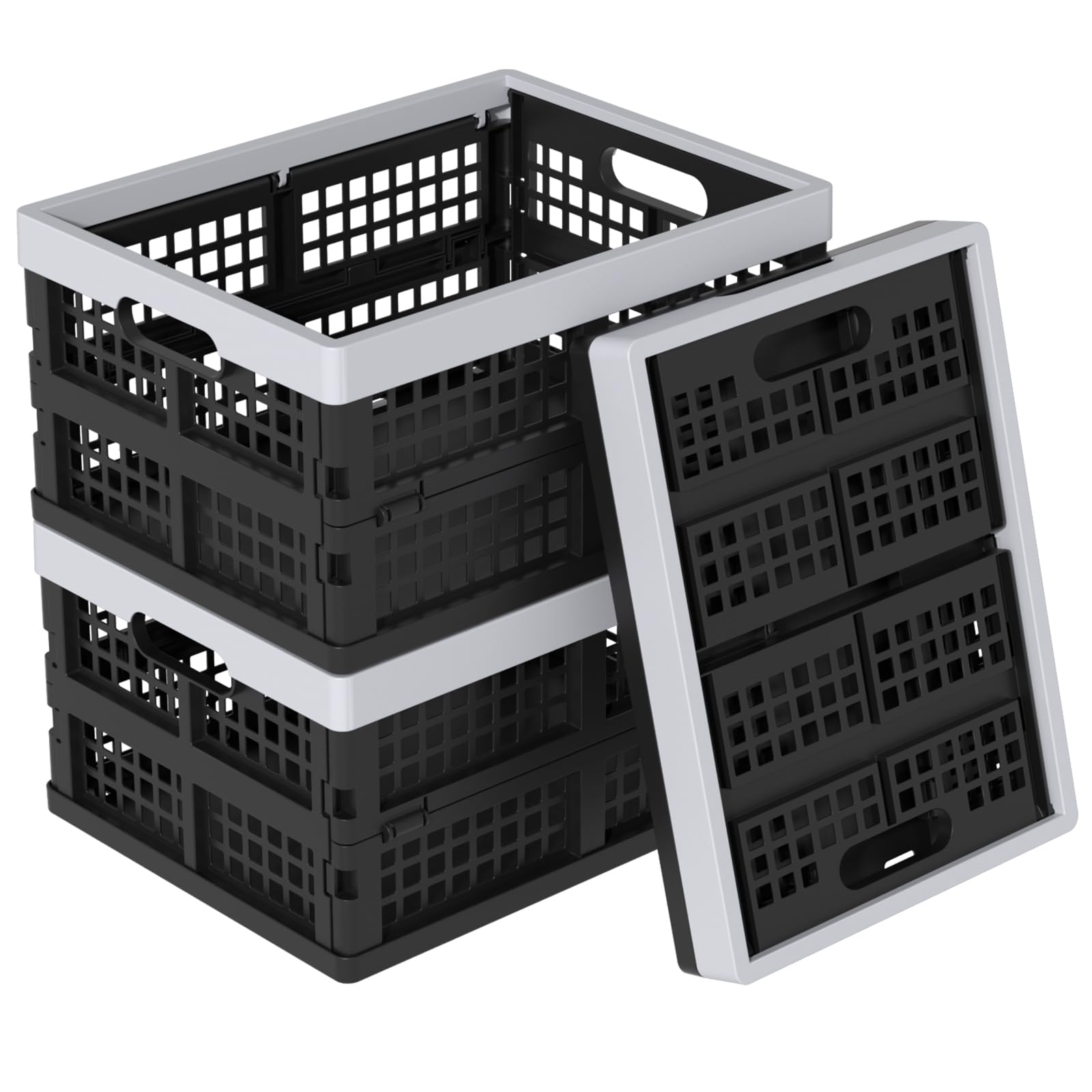 Ziglous 15 Litres Foldable Plastic Storage Crates, Small Storage Basket
