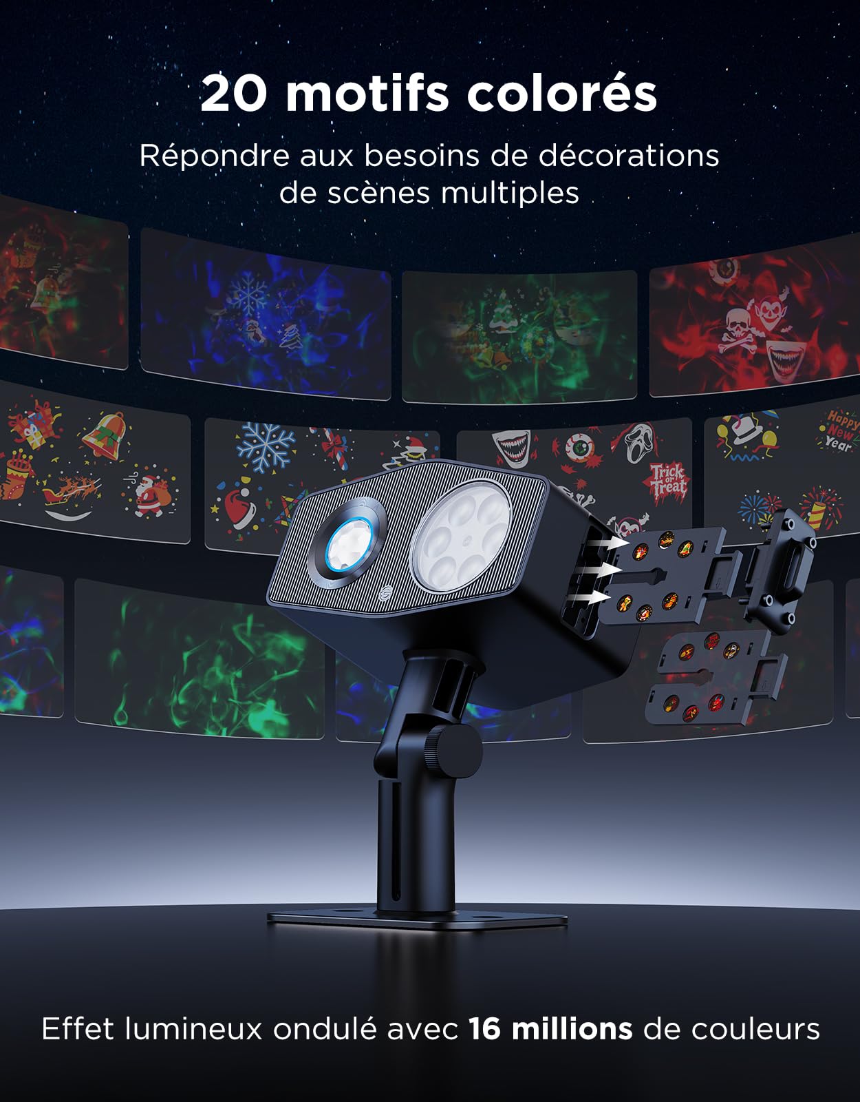 Govee Projecteur de Flocons de Neige Extérieur, Projecteur Intelligent d'ondulations d'eau, Lampe de Jardin étanche, 58 Modes Scène et 20 Images Projetées, Alexa, Matter et Google Assistant Compatible