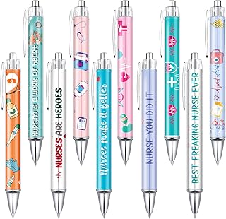 Nurse Ballpoint Pens Lovely Cartoon Cute Retractable Nursing Funny Ink for Medical Assistants Students Workers Office Appreciation Gifts (10 Pcs)