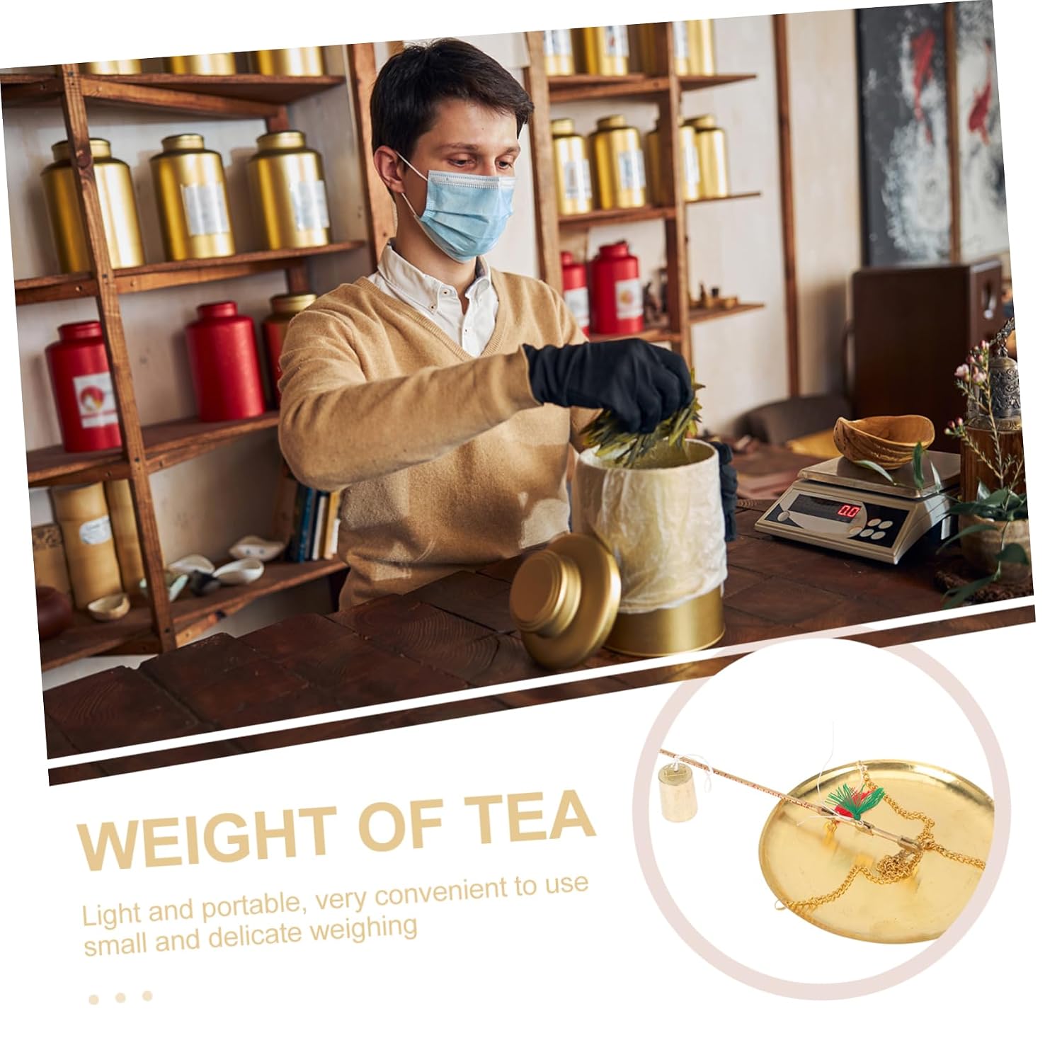 ABOOFAN Chinese Medicine Portable Scale Mini Copper Weighing Scale for Home Use Accurate Measurement for Herbs Teas and Jewelry Lightweight Design with Simple Structure