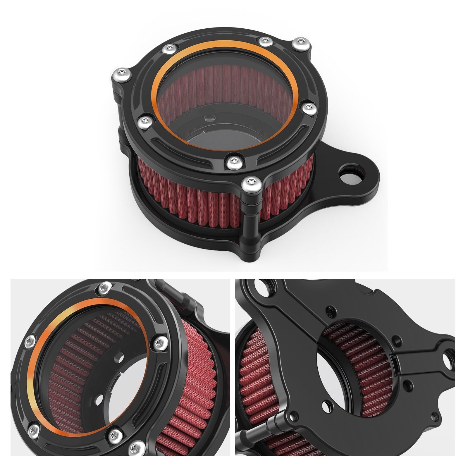 Zestaw filtra powietrza motocykl Pasuje do Harley Sportster 883 Low XL883L 2007-2010 filtr wlotowy filtra powietrza(Orange)