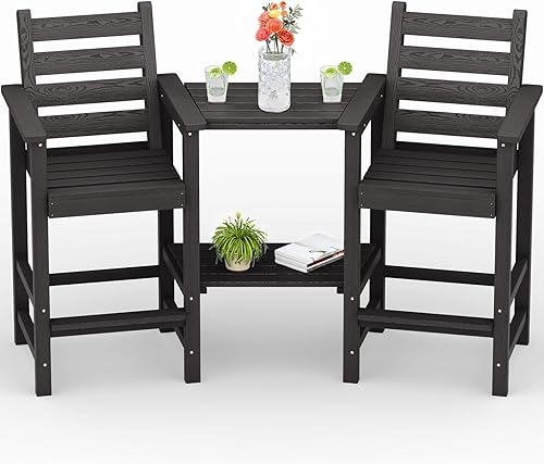 Juego de 2 sillas Adirondack altas de polietileno de alta densidad para todo tipo de clima, sillas Adirondack de altura de barra de polietileno de