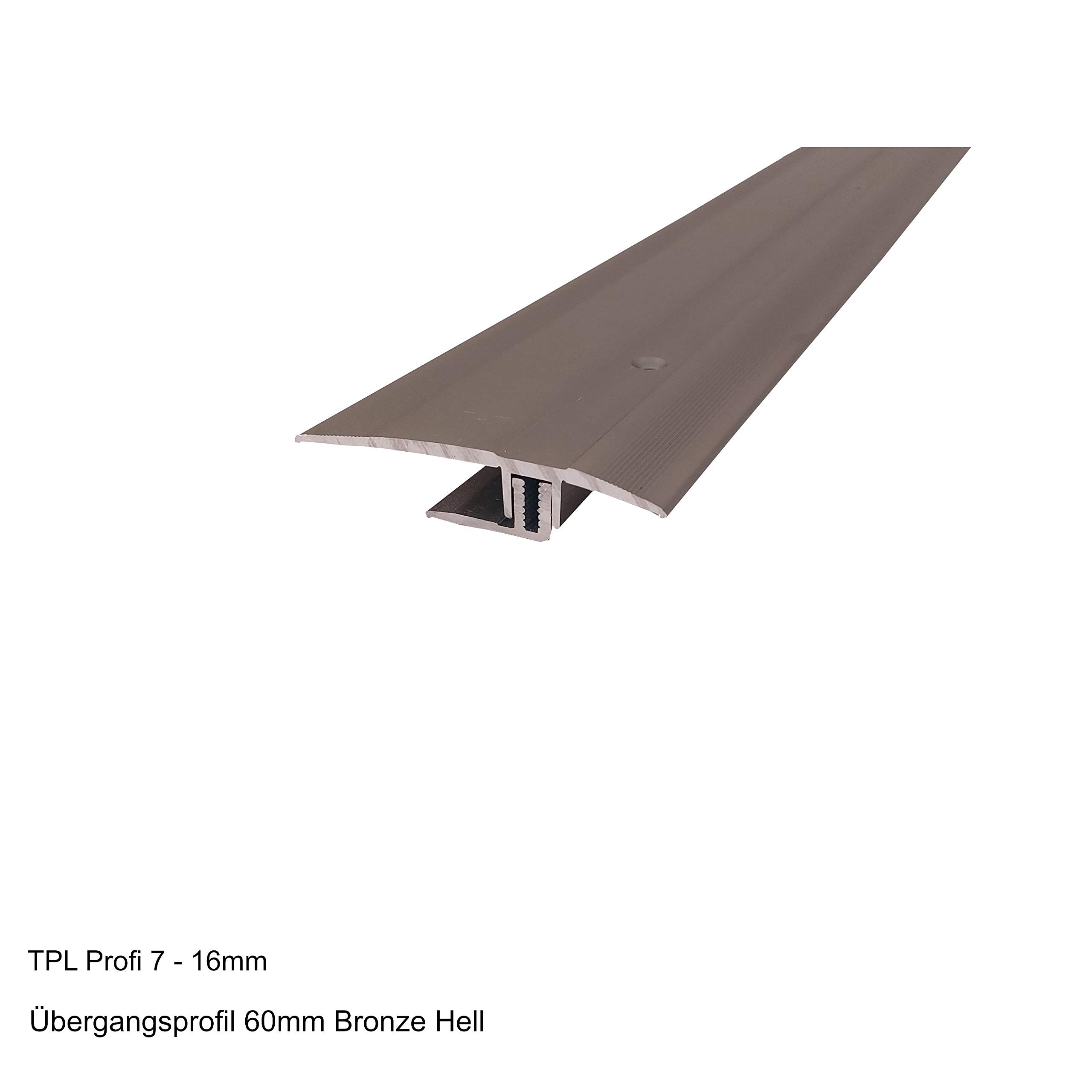 ufitec system profilowy do podłóg parkietowych i laminowanych – do wykładzin o wysokości 7-16 mm – dostępny w wielu kolorach (profil przejściowy | długość 270 cm | szerokość 60 mm, jasny brąz)