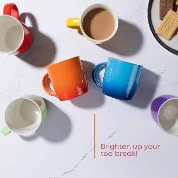 FiNeWaY Stoneware Coffee Mugs Set of 6 - Ceramic Ombre 325ml Coffee Cups Sets, Large Mugs for Hot Drinks - Dishwasher & Microwave Safe Coffee Mug - Colourful Gradient Ceramic Coffee & Tea Cup