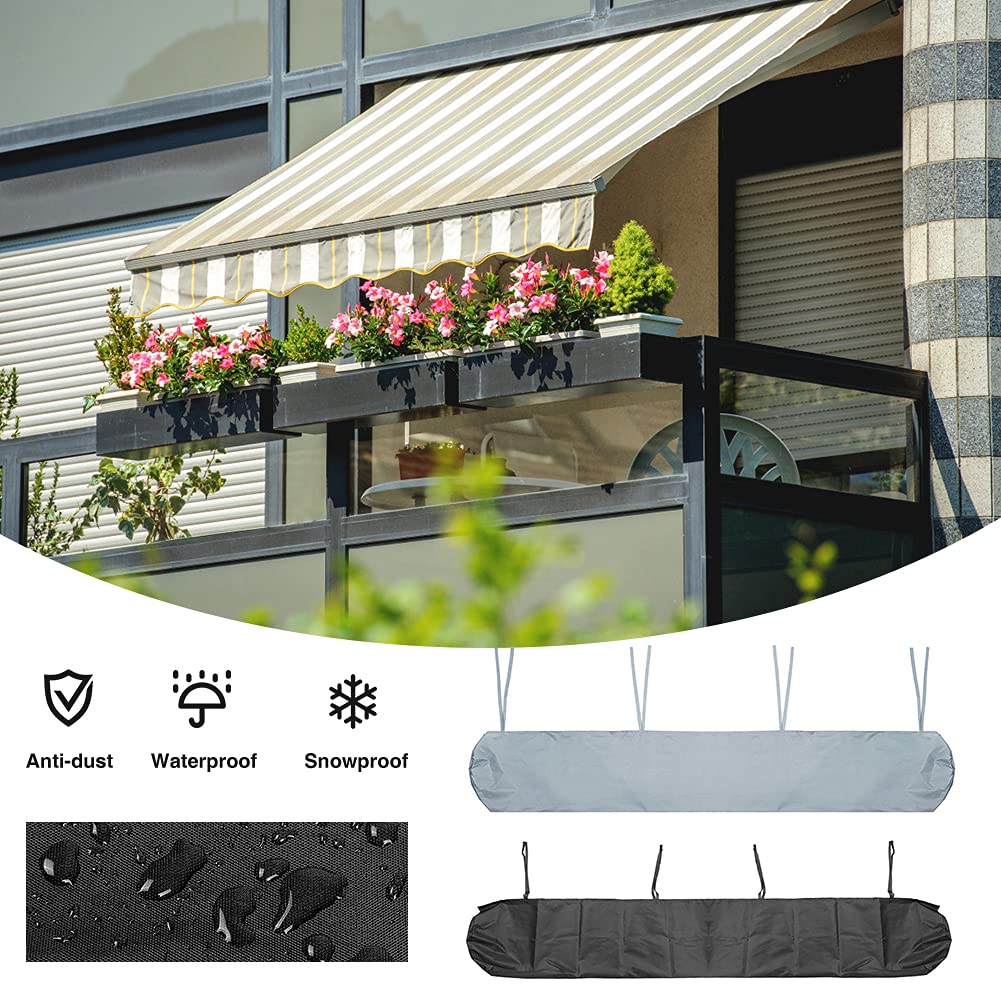 LICHENGTAI Sac de Protection pour Store Banne 2m-5m Housse Anti-poussière Auvent Terrasse Gris Imperméable Hiver