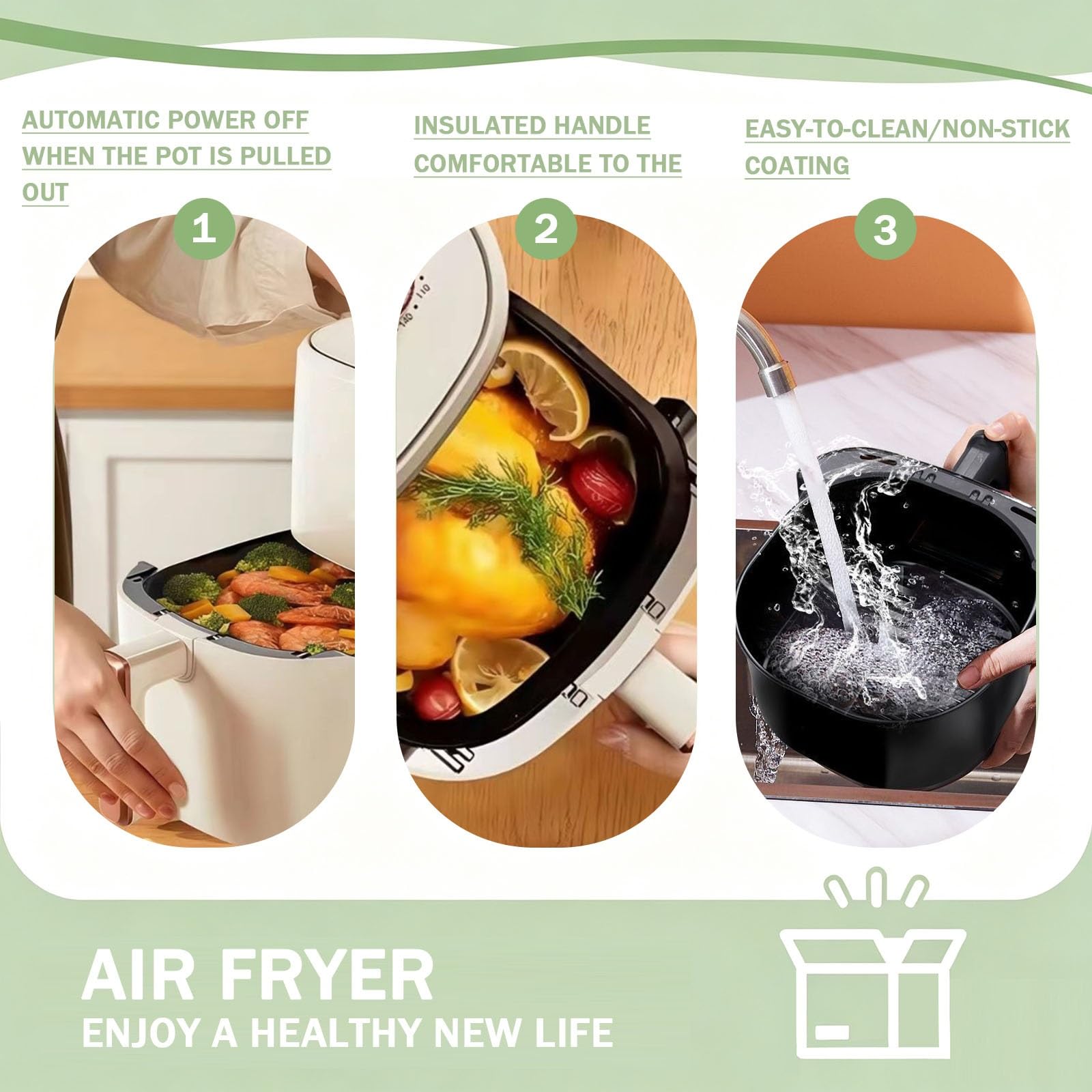 Freidora De Aire De 5 litros con Doble Mando Y Control Visual Sin Aceite