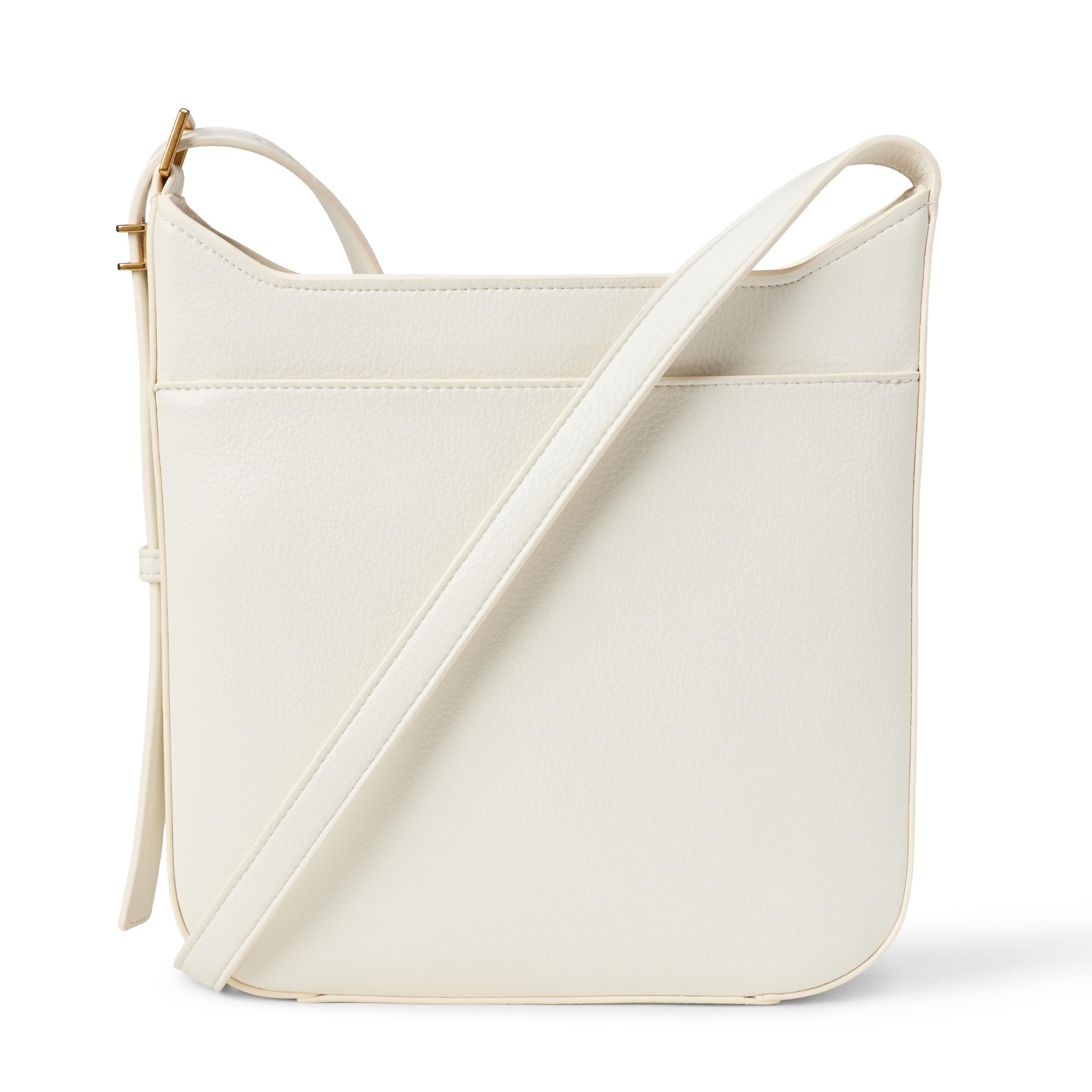Amazon Essentials Women's Faux Leather Slim Crossbody Bag, Ecru, One Size