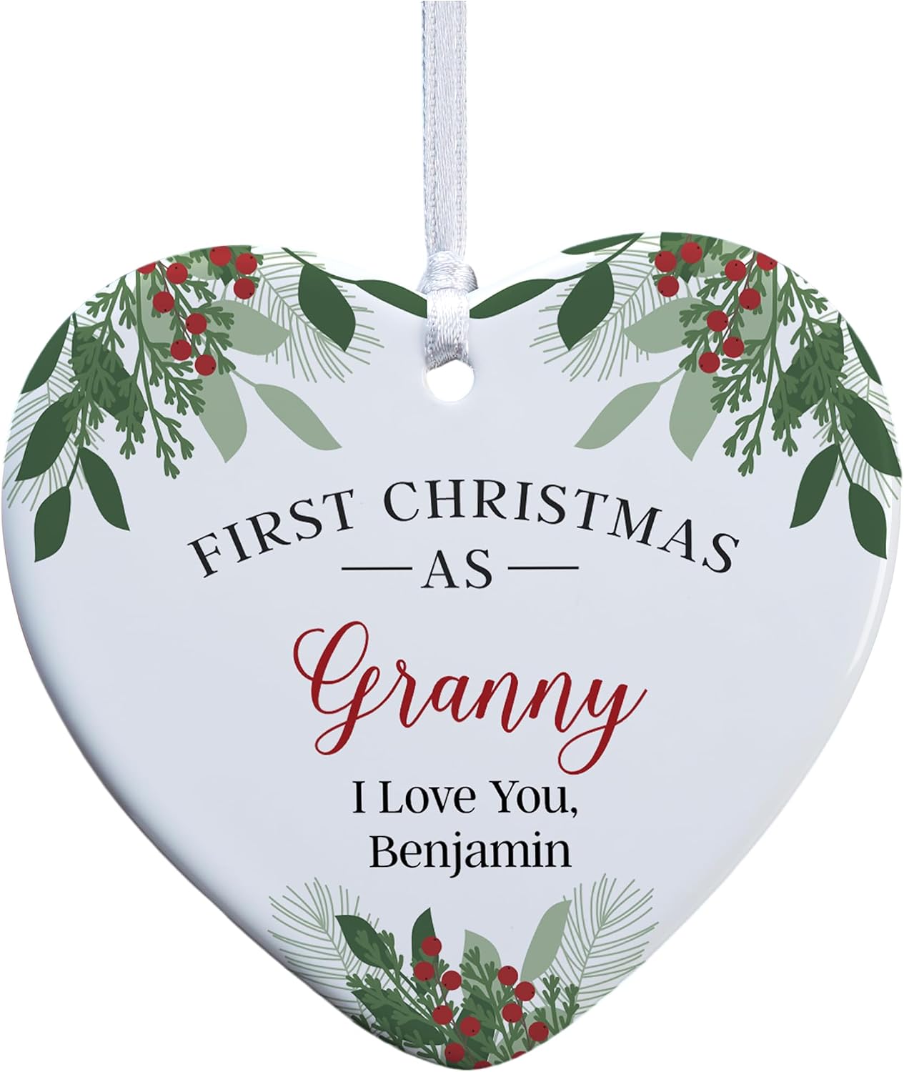 Personalization Universe 1st Christmas As Grandparents Personalized Heart Ornament-3.25" Glossy - 1 Sided