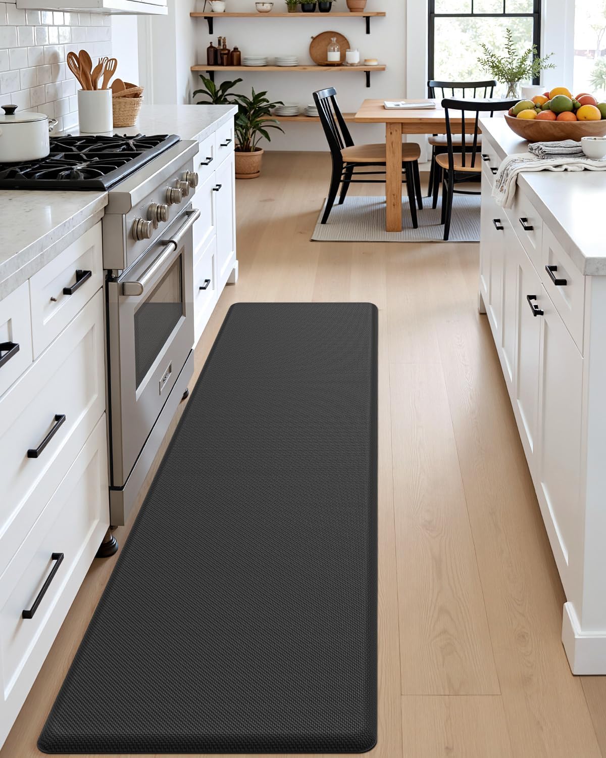 DEXI Kitchen Mat Cushioned Anti Fatigue, Extra Long Large Comfort Standing Floor Mats Waterproof, Memory Foam Antifatigue Runner Rug for Desk Office, Sink, Laundry, 70x20, Black