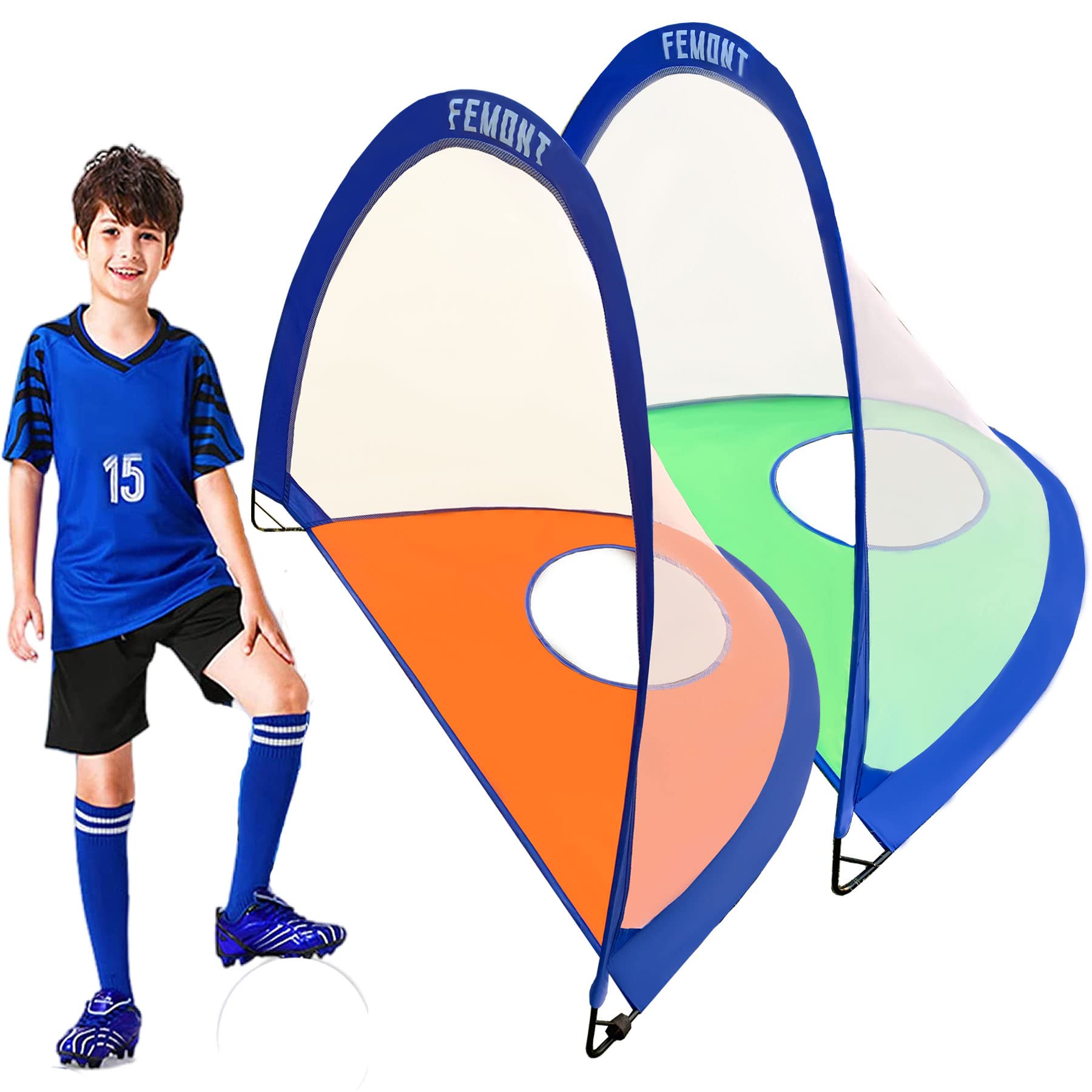 Femont Folding Pop Up Soccer Goals Set,2 Packs Portable Soccer Nets with Carrying Bag, Mini Backyard Soccer Goals, Youth Football Gates for Kids & Adults for Indoor Outdoor Games Practice Training