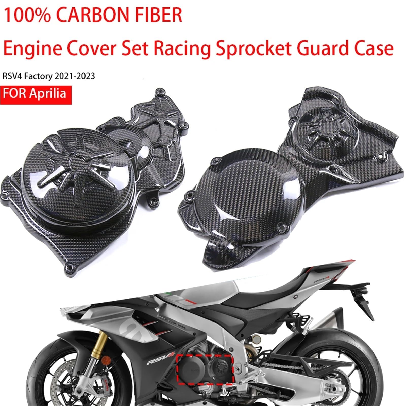 Osłona zębatki silnika Pasuje do Aprilia RSV4 Factory 2021-2023 100% Carbon Fiber Set Racing Sprocket Guard Case Accessory