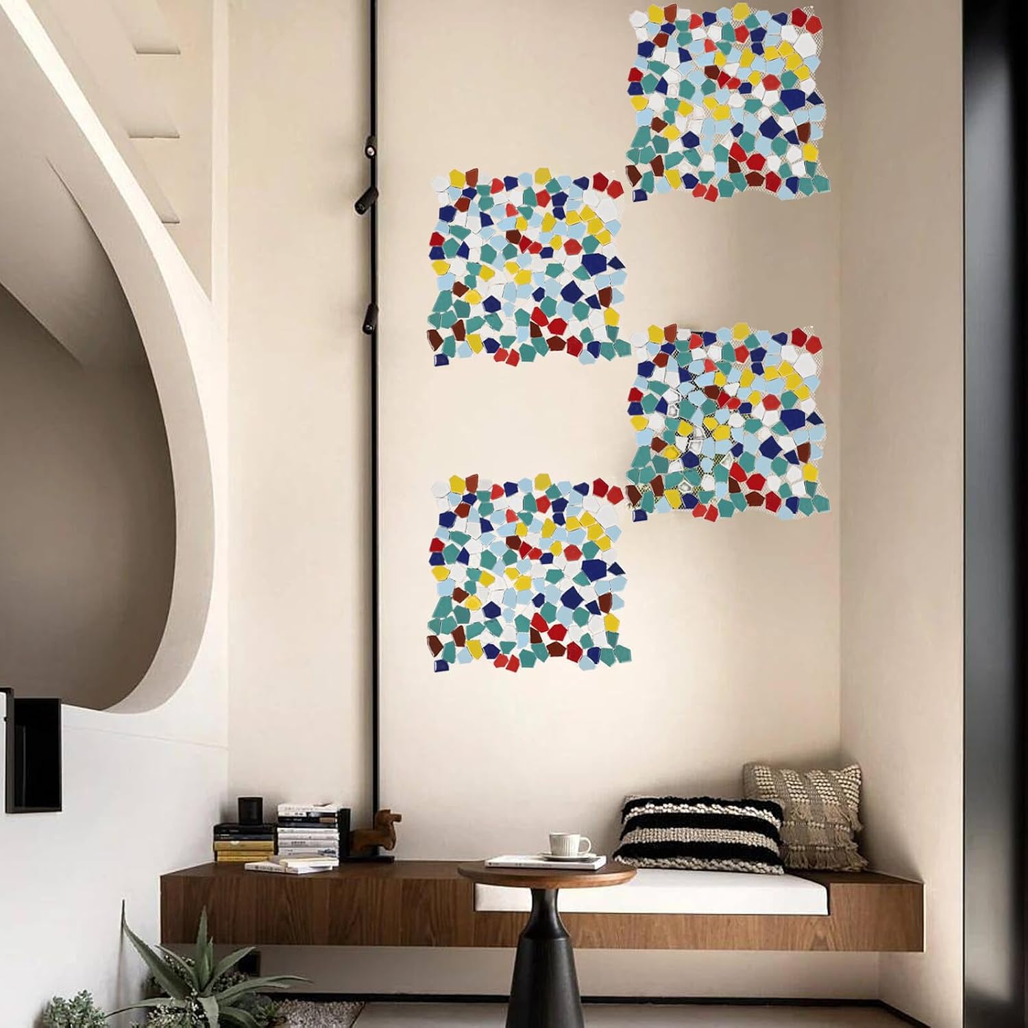 STOBAZA Colorful DIY Ceramic Mosaic Tiles for Crafts Handmade Mosaic Fragments for Wall Art Bathroom Garden Decor Smooth Polished Surface Ceramic Material
