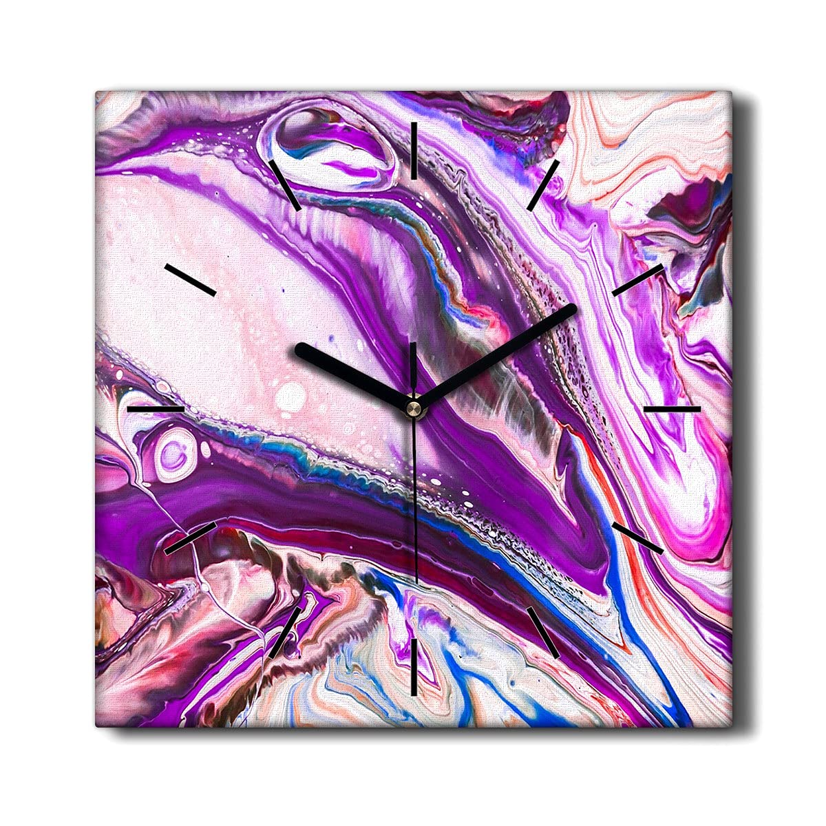 Horloge sans tic-tac Coloray en toile 30x30 cm pour un salon calme et design
