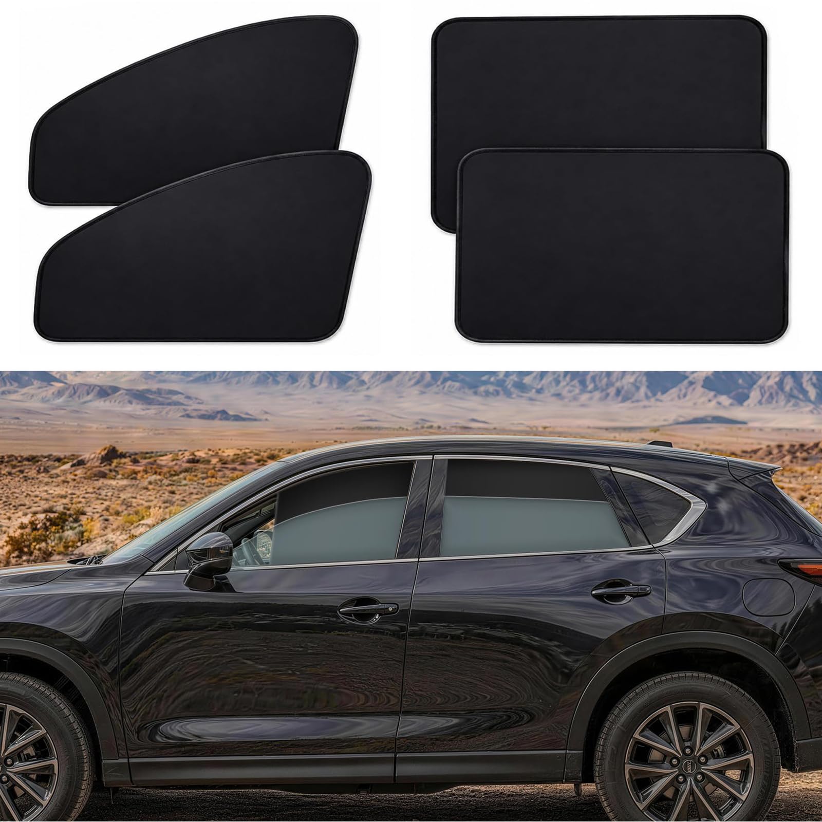 HFFTYU Car Window Shades for Toyota CHR 2016-2025, Magnetic Car Sunshade Side Window Blinds, UV Protection Blackout Vehicle Privacy Covers,4PCS—B