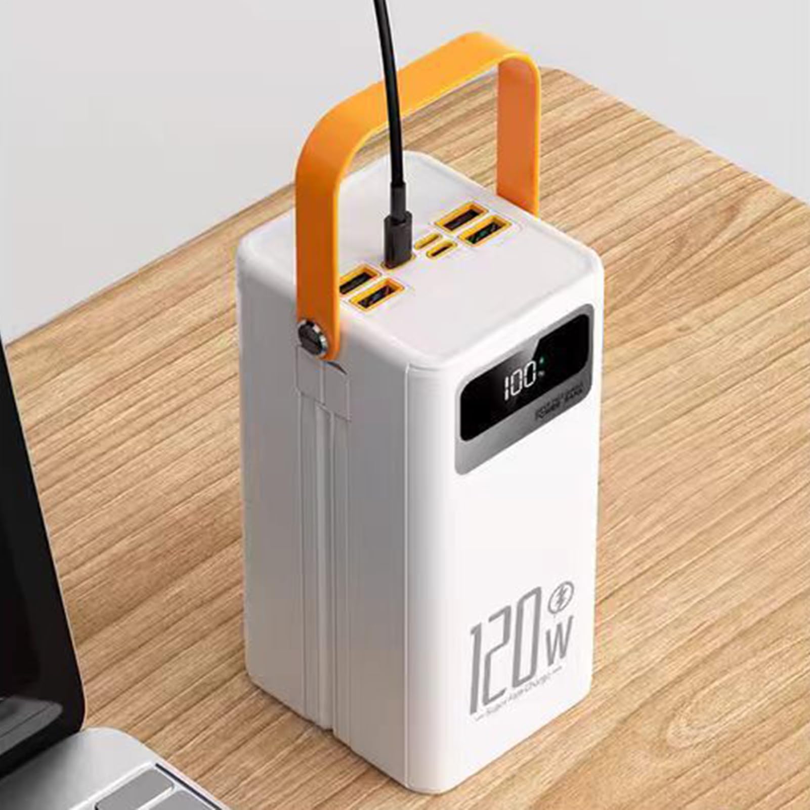 Power Bank Solare - 120W Batteria Esterna 50000mAh Attrezzatura Sopravvivenza | Power Bank Solare Alta Capacità Con Luce Cavi Integrati | 4 Uscite 3 Ingressi Per Tutti I Dispositivi Mobili Viaggio
