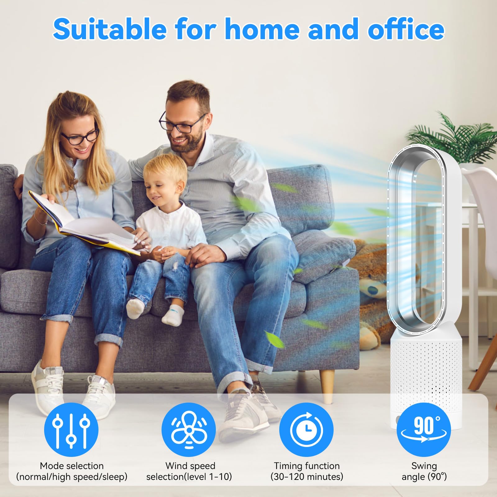BASOO BS-7100 BLADLOZE 2-IN-1 VENTILATORTOREN - SLIMME VERKOELING & VERWARMING IN ÉÉN