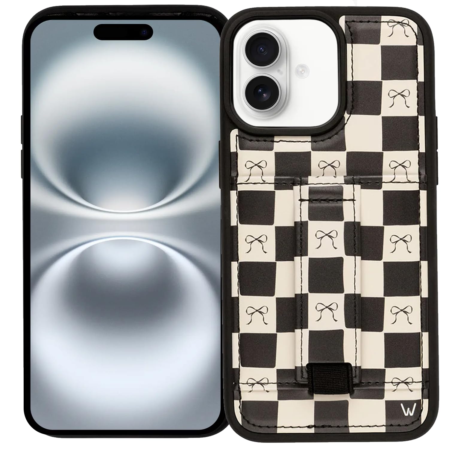 Walli Cases for iPhone 16 Plus Case Aesthetic Wallet Phone Case Card Holder, Securely Holds up to 2 Cards - Cute, Trendy Phone Cover for Women, fits iPhone 16 Plus, with Kickstand & Finger Strap