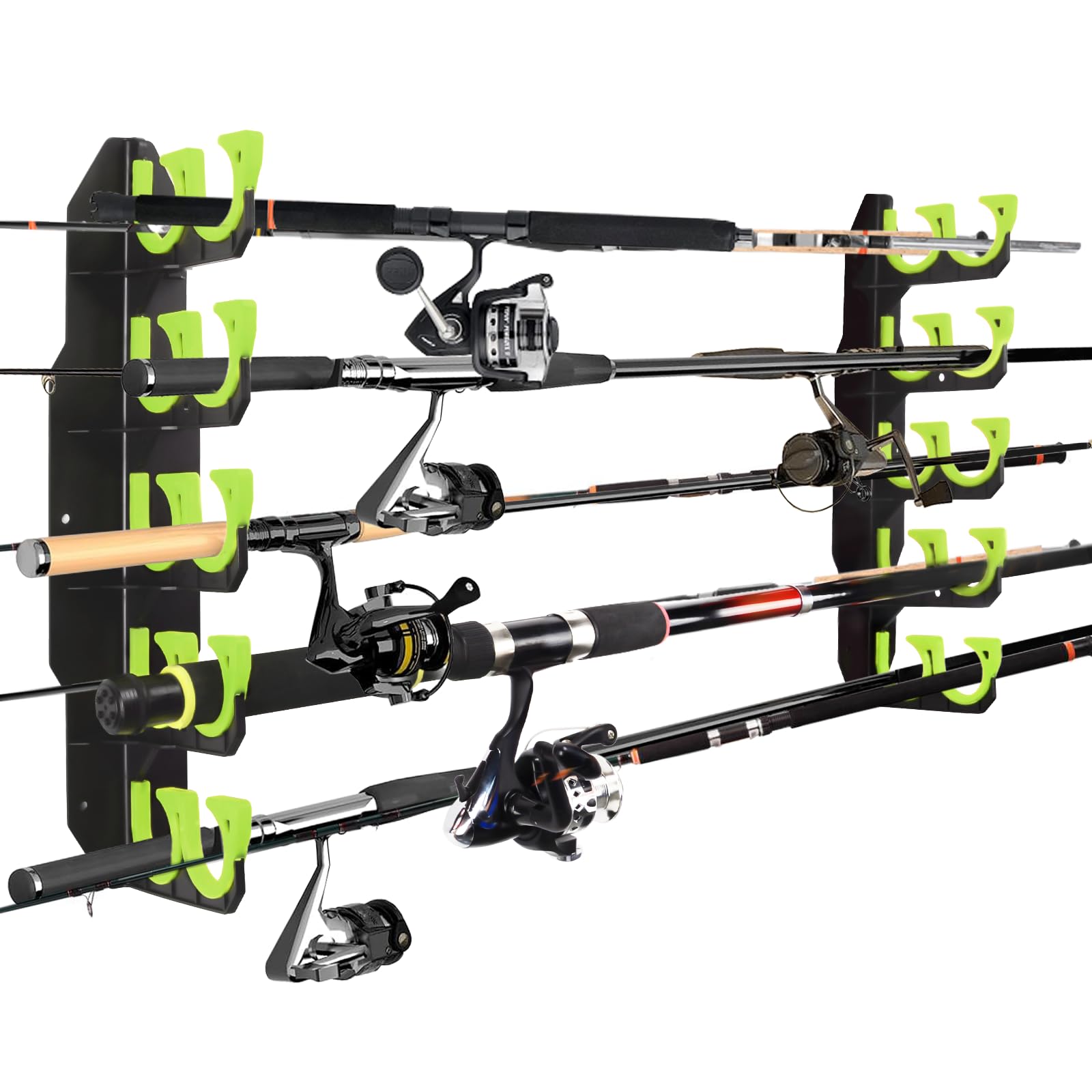 Photo 1 of Hikeen Fishing Rod Holders, Fishing Pole Holders for Garage, Wall or Ceiling Mounted Fishing Rod Rack Holds Up to 10 Rods?1 Pack?
