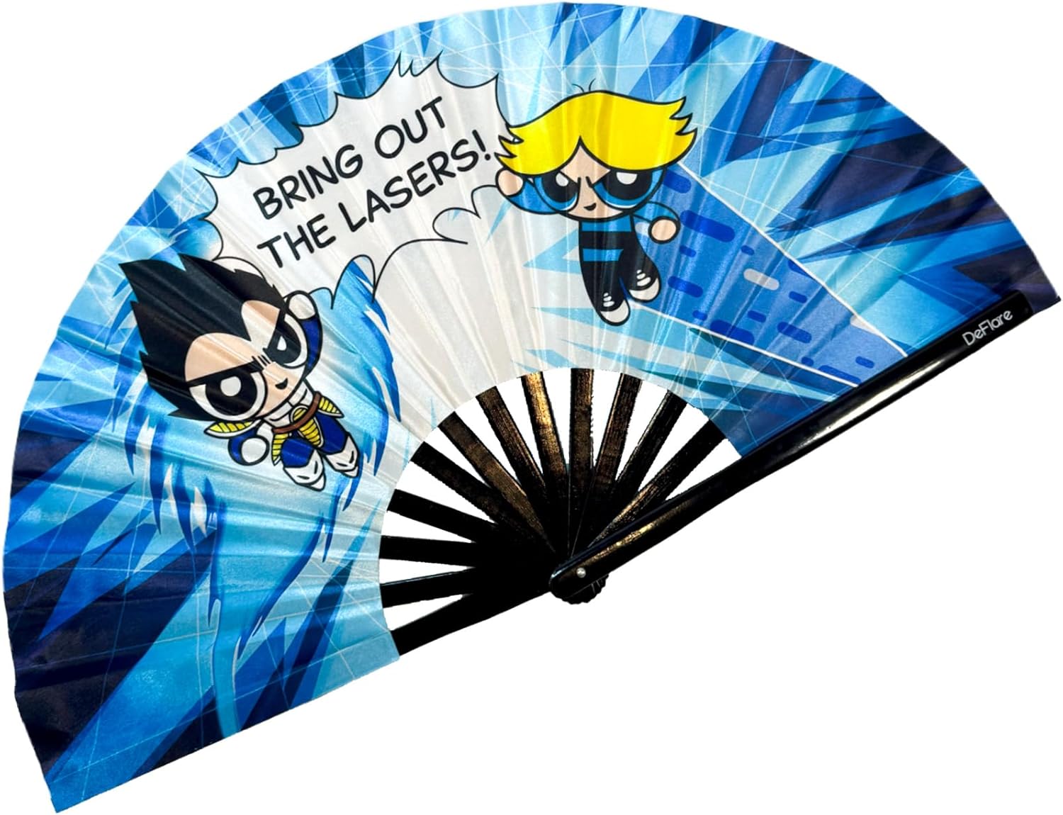 DeFlare | Anime Rave Fan | Large Hand Fan | Festival Gear & Accessory | Rave Accessory | EDM Rave Fan | Festival Fans