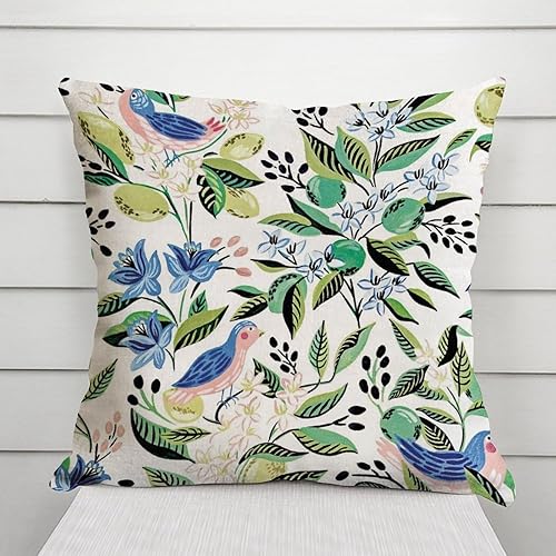Miniatura 3 de Fundas de almohada de flores con diseño de pájaro floral de 22 x 22 pulgadas, funda de almohada asiática Eurosham Accent Toss decoración rústica