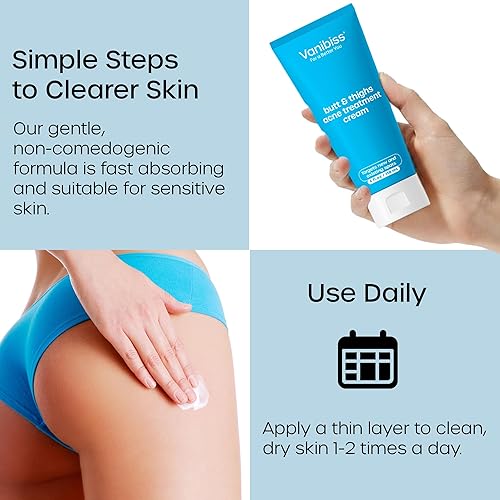 Miniatura 6 de Vanibiss Crema de tratamiento para el acné de glúteos y muslos, tratamiento de acné en los glúteos para espinillas, zits, protuberancias de afeitar,