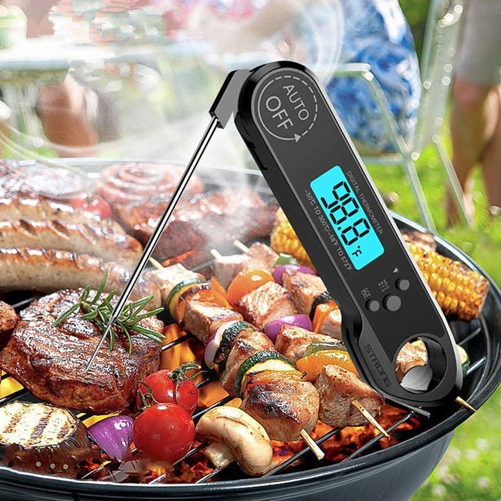 Termómetro de carne, Termómetro de carne digital, Termómetro de alimentos de 3S Lectura instantánea para cocinar, Termómetro de cocina digital Sonda con retroiluminación y visualización ambid