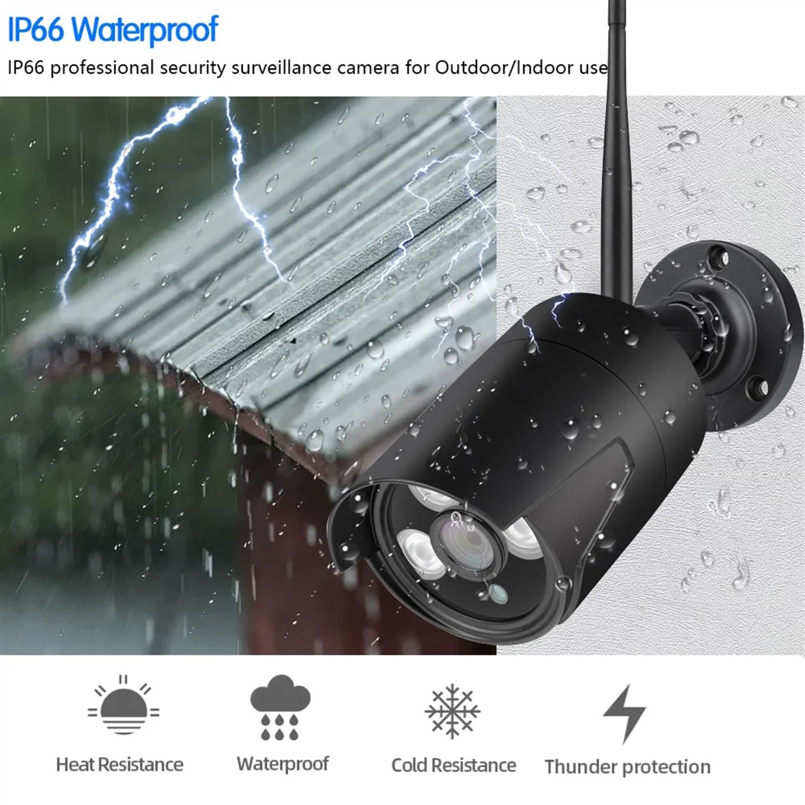 Caméra de sécurité, Caméra de Surveillance Bullet extérieure 5MP, étanche IP66, Vision Nocturne, sécurité, Audio, vidéosurveillance sans Fil(5MP NO SD Card)