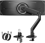 monTEK Single Monitor Arm for Max 45 Inch Ultrawide Screens Adjustable Monitor Desk Mount Holds 35 Lbs Cable Management with Clamp/Grommet Desk Mount, VESA 75/100mm, MA1007BK