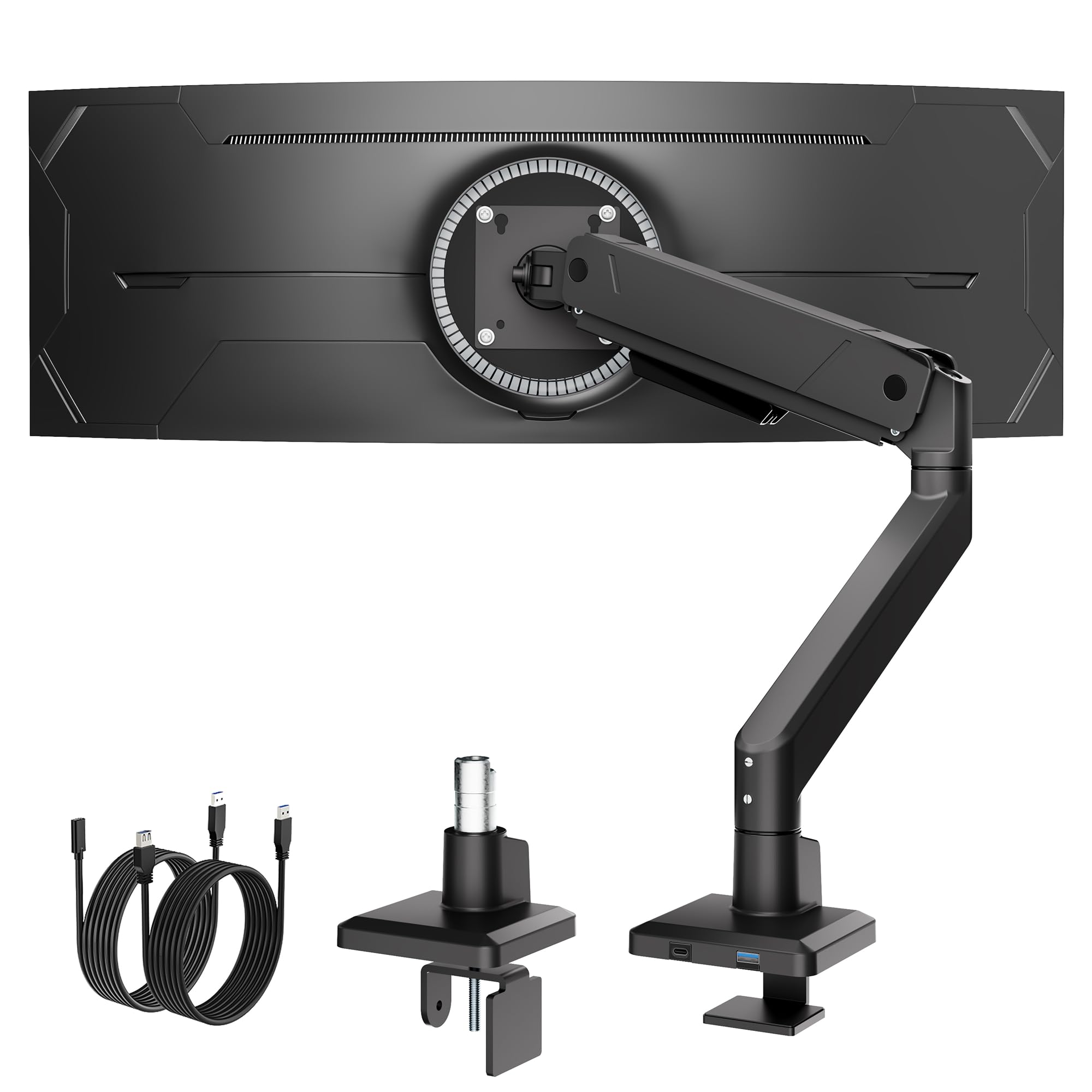 Heavy Duty Monitor Arm For Ultrawide Screens Up To 49 Inch And 39.6lbs, Premium Aluminum Single Desk Mount Stand With Gas Spring, VESA 75x75/100x100 - View #13