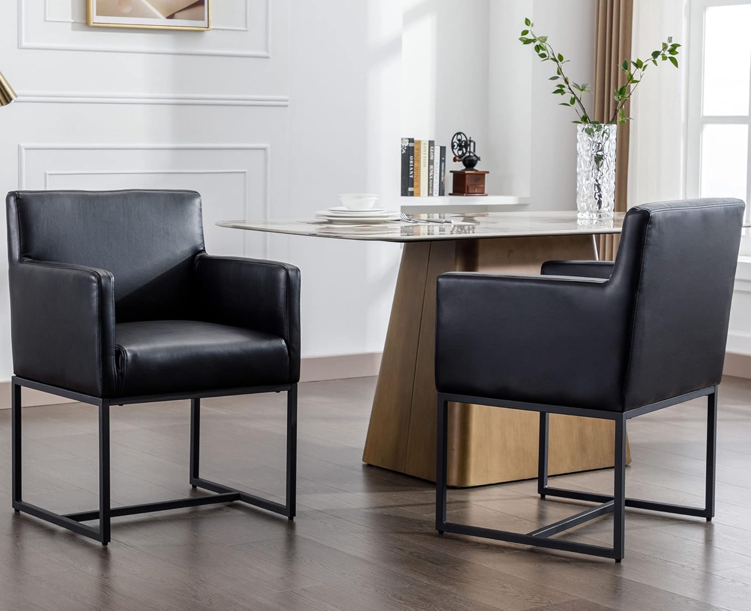 VESCASA Faux Leather Upholstered Dining Chairs with Arms