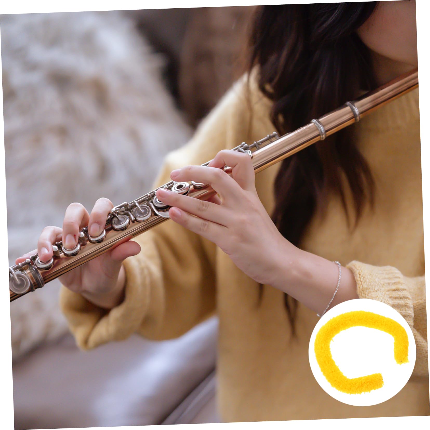 ibasenice Cotton Flute Cleaning Brush for Clarinet Saxophone Piccolo Super Soft Easy to Use Compact Size for Wind Instrument Care