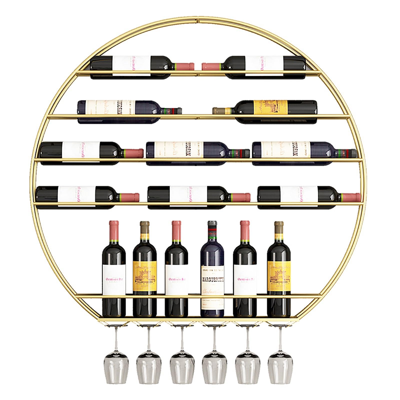 Support mural pour bouteilles de vin doré idéal pour apéritif salon