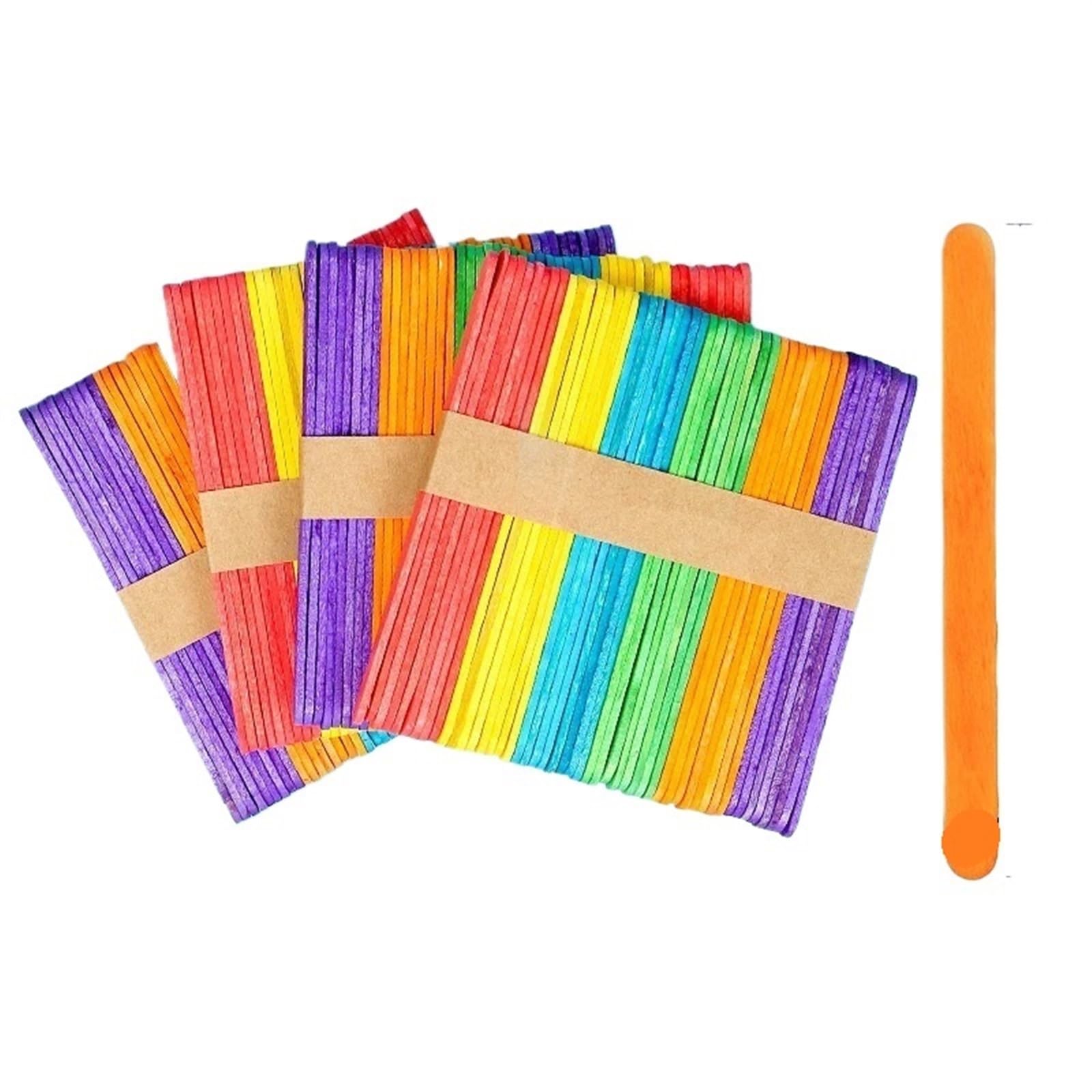 VHJdtE Handcrafted wooden sticks, 500Pcs Wooden Chip Handicraft Material Ice Cream Sticks for DIY Handmade Wood Strip Party Creative Supplies(Mix Colors,11.5cm)