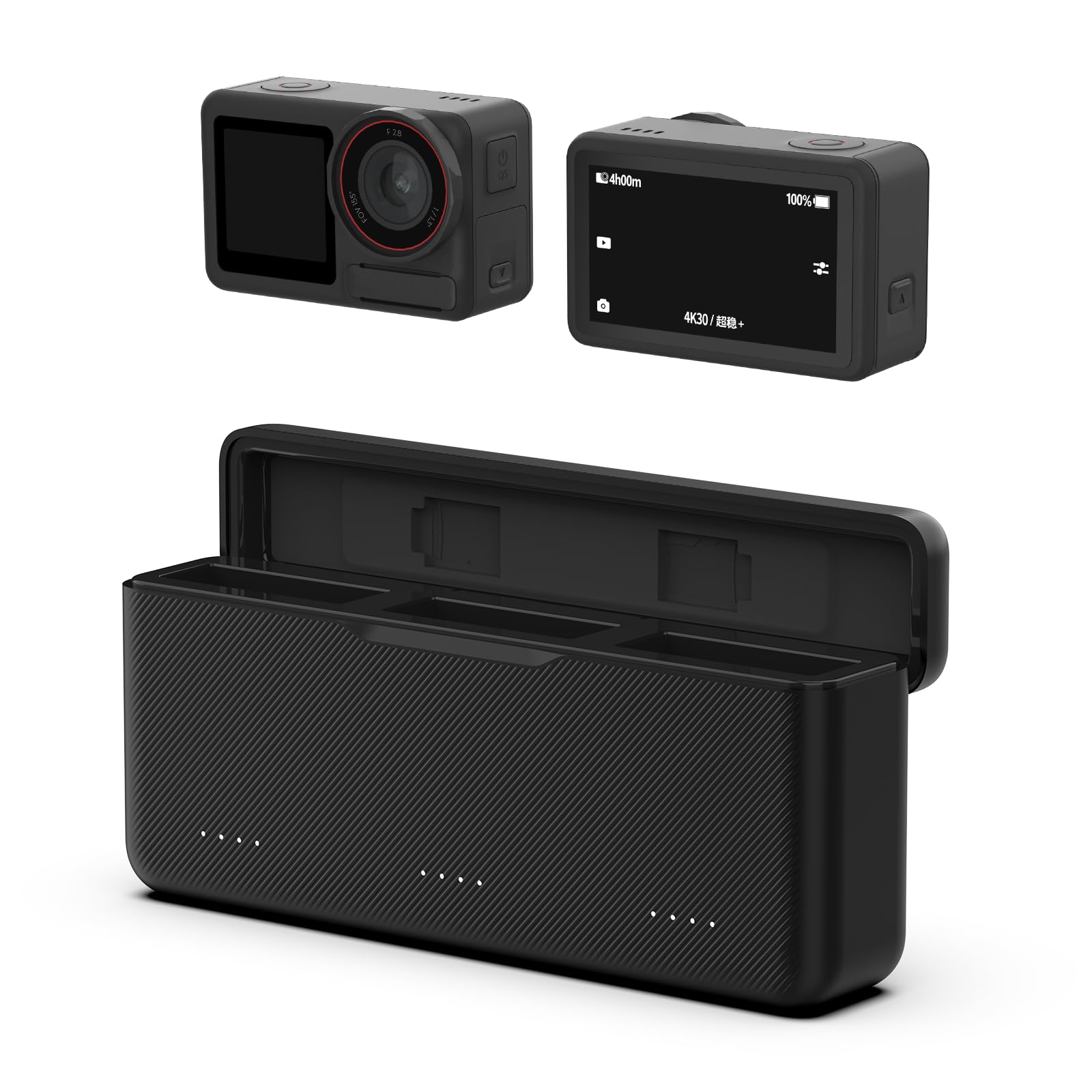 TELESIN Osmo Action 6 5 Pro Battery Charger for DJI Action 5 Pro/Action 6 Triple Slot PD 30W Fast Charging Case with Type-C Cord Batteries Case Fully Compatible with DJI Osmo Action 5 Pro Battery