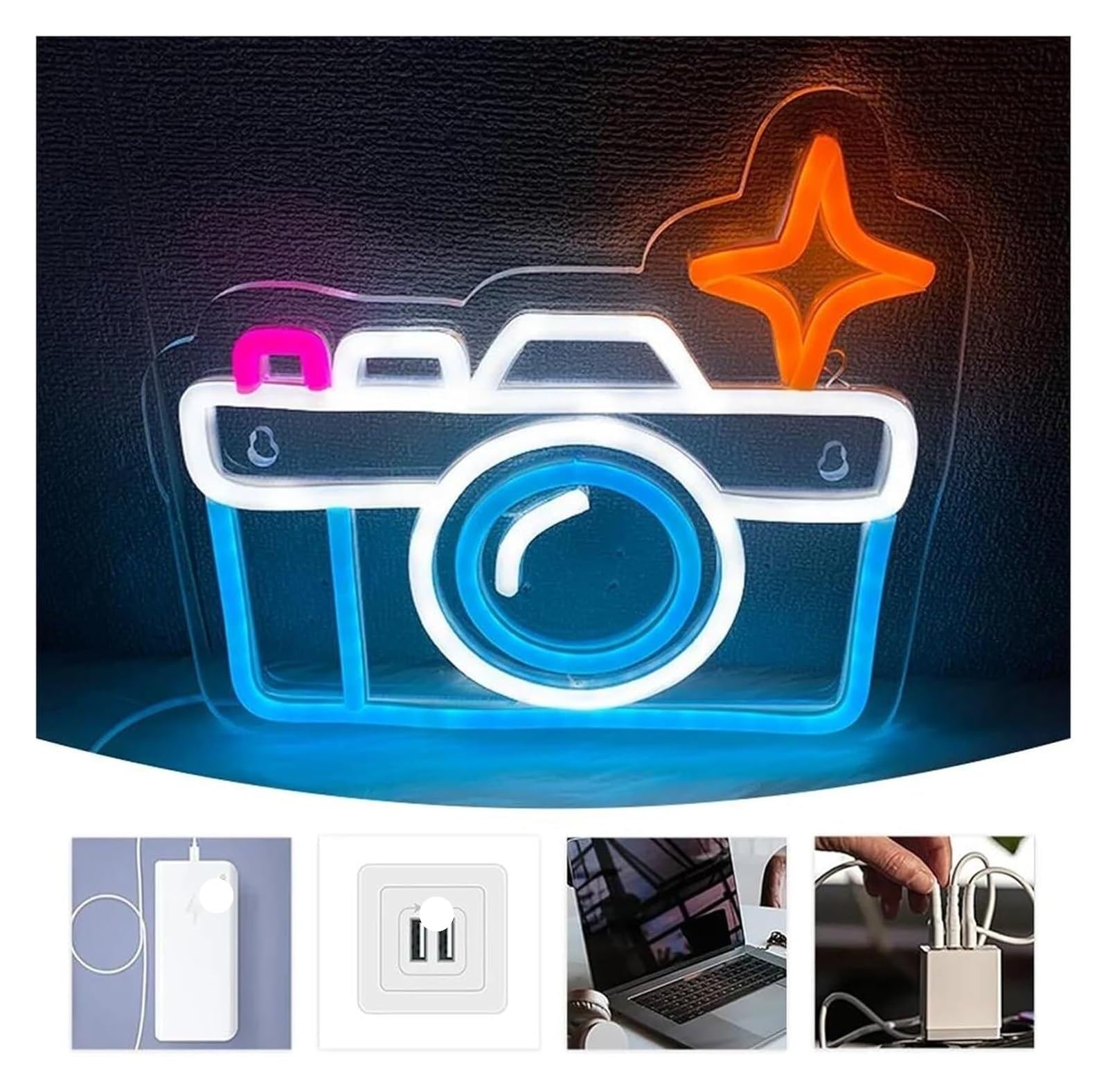 Generico Per la decorazione di feste con insegne al neon, macchina fotografica per a LED