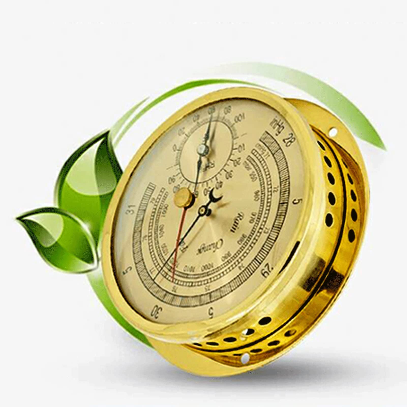 Barometer, Traditionelles Barometer mit Zifferblatt und Temperatur- und Feuchtigkeitsanzeige