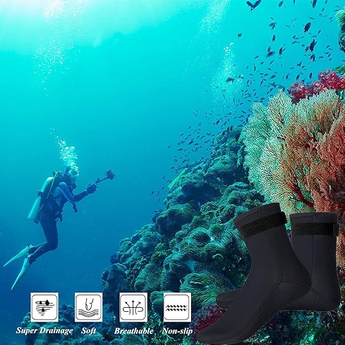 Miniatura 5 de Calcetines de neopreno de 0.118 pulgadas (0.118 in), calcetines térmicos antideslizantes para buceo, botines de agua para natación, deportes