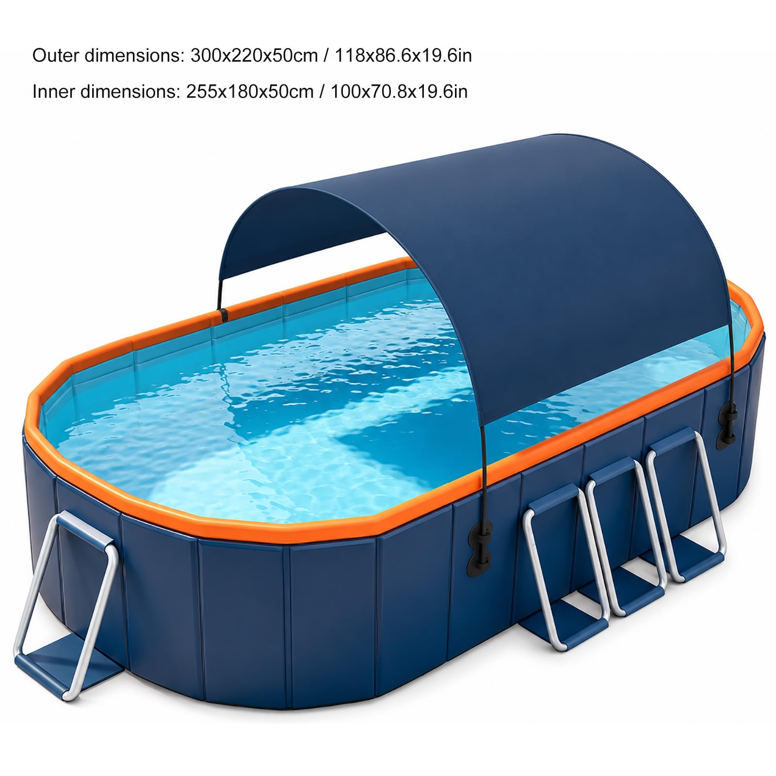 Grande Piscina Fuori Terra Rettangolare con Tettuccio Familiare | Piscina da Giardino Esterna con Parasole e Pareti Resistenti Estive(3m/118in)