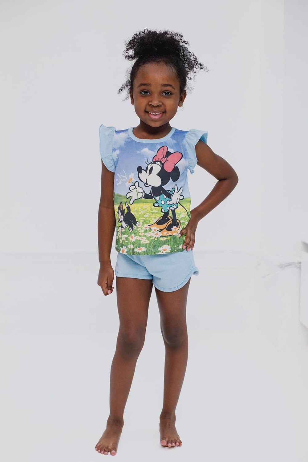 Disney Minnie Mouse Lilo & Stitch Little Mermaid Ariel Floral T-Shirt and French Terry Shorts Outfit Set Infant to Big Kid - Image 2
