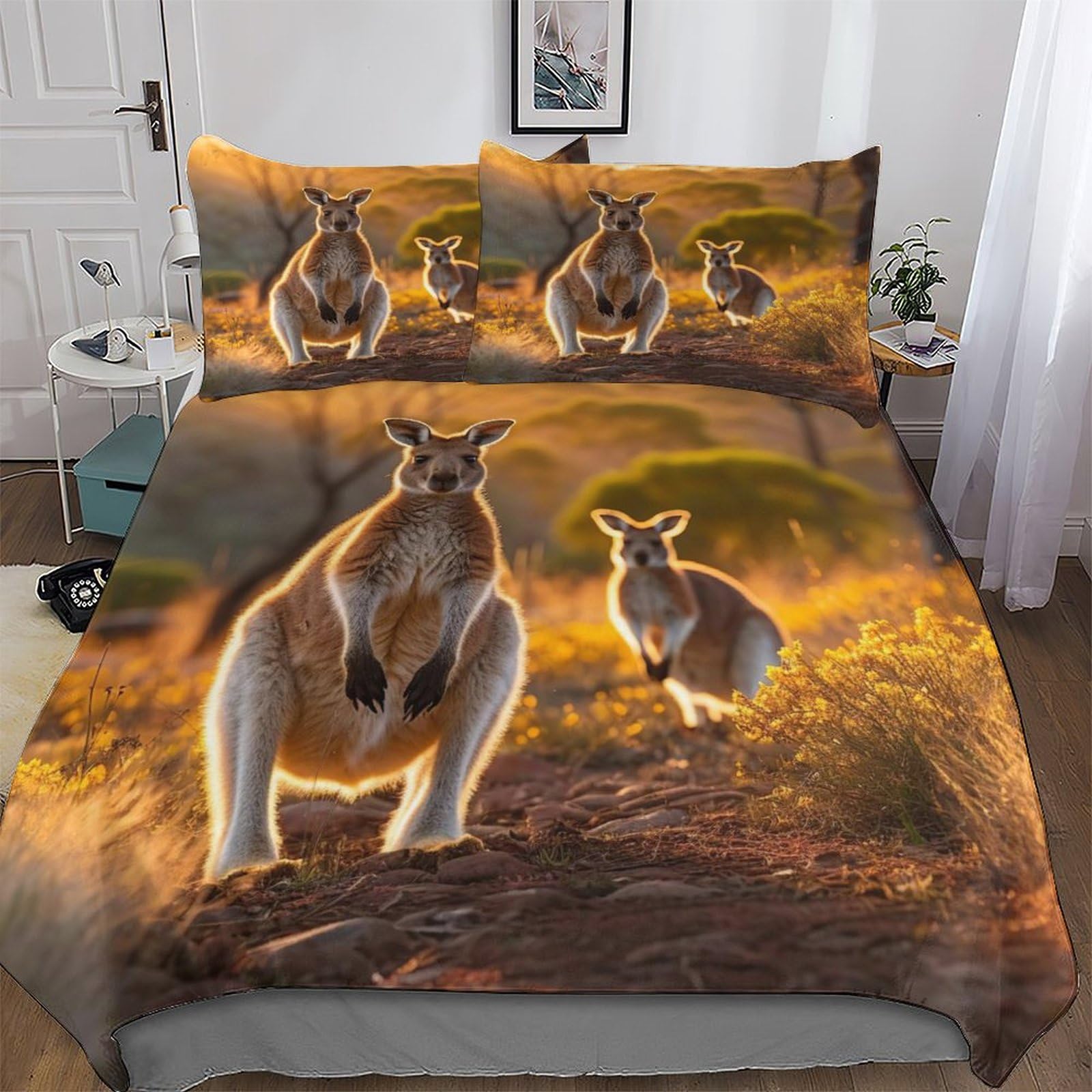 Parure de lit housse de couette kangourou 3D 220x240cm adulte en microfibre
