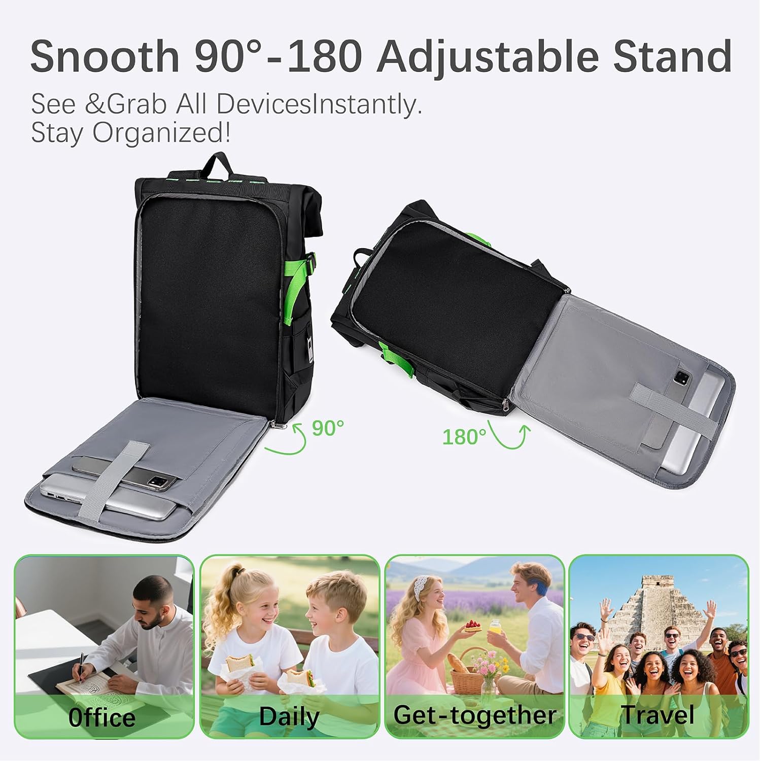 LOIDOU Lunch Backpack for Men Work, Waterproof 15.6 Laptop Backpack with Lunch Box Compartment, Insulated Lunch Bag for Business College Beach Camping Picnics, Womens Gifts Cooler Backpacks, Black