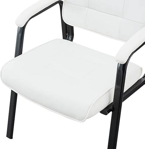 Miniatura 5 de Naomi Home Juego de 2 sillas de sala de espera ejecutivas de cuero resistente, sillas de recepción de vestíbulo con reposabrazos acolchado, sillas