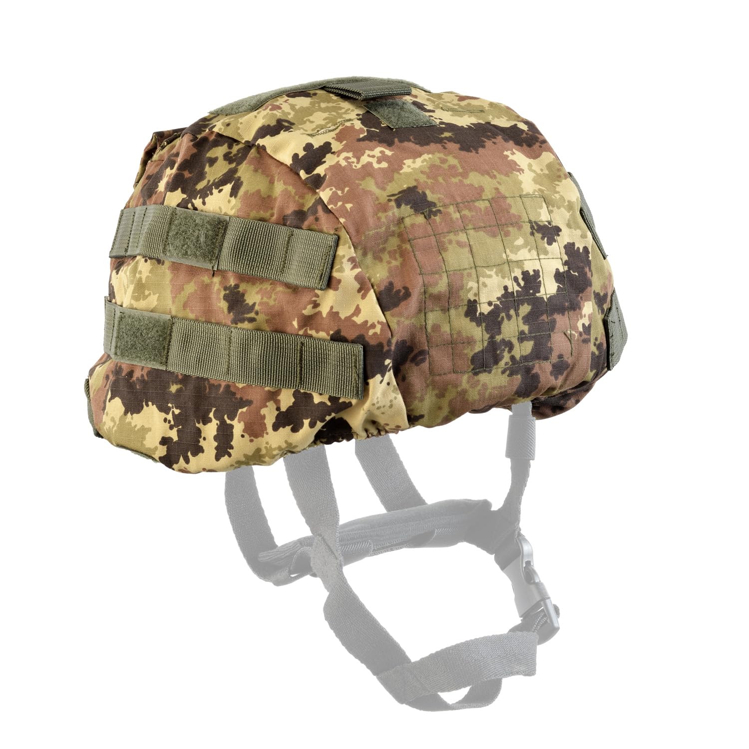 Openland Copri Elmetto Tattico Ripstop – Con Passanti MOLLE, Frontalino per Visore Notturno, Tasche e Pannelli ID – Regolabile, Compatibile con Caschi Militari e Softair